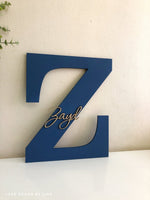 Wooden Initial With Cursive Name - Wall Hanging - Luxe Decor by Lisa