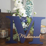 Wooden Initial With Cursive Name - Wall Hanging - Luxe Decor by Lisa